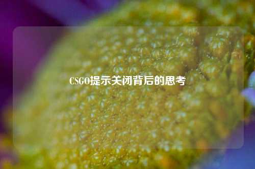 CSGO提示关闭背后的思考
